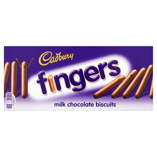 Cadbury Fingers Biscuits Milk Chocolate HEAT SENSITIVE ITEM. PLEASE ADD ITEM 122942 TO THE ORDER TO TRY TO PROTECT CHOCOLATES FROM HEAT DAMAGE. 114g