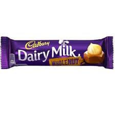 Cadbury Dairy Milk Wholenut Small Bar HEAT SENSITIVE ITEM. PLEASE ADD ITEM 122942 TO THE ORDER TO TRY TO PROTECT CHOCOLATES FROM HEAT DAMAGE. 45g
