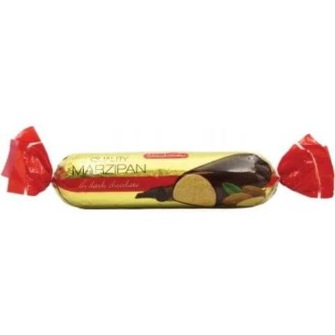 Schluckwerder Marzipan Loaf Covered with Chocolate HEAT SENSITIVE ITEM. PLEASE ADD ITEM 122942 TO THE ORDER TO TRY TO PROTECT CHOCOLATES FROM HEAT DAMAGE. 200g