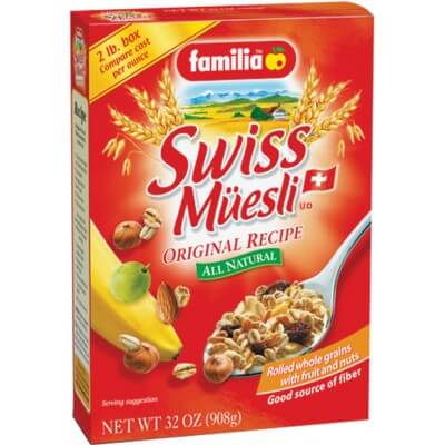 Familia Original Swiss Muesli All Natural with Rolled Whole Grains with Fruit and Nuts 822g