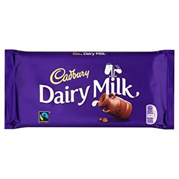 Cadbury Dairy Milk Large Bar HEAT SENSITIVE ITEM. PLEASE ADD ITEM 122942 TO THE ORDER TO TRY TO PROTECT CHOCOLATES FROM HEAT DAMAGE. 180g