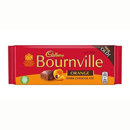 Cadbury Bournville Orange Bar HEAT SENSITIVE ITEM. PLEASE ADD ITEM 122942 TO THE ORDER TO TRY TO PROTECT CHOCOLATES FROM HEAT DAMAGE. 100g