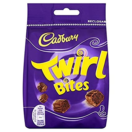 Cadbury Twirl (Dipped Flake) Bites Bag HEAT SENSITIVE ITEM. PLEASE ADD ITEM 122942 TO THE ORDER TO TRY TO PROTECT CHOCOLATES FROM HEAT DAMAGE. 100g