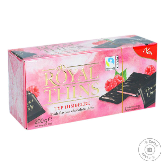 Boehme Royal Thins Raspberry Dark Chocolate HEAT SENSITIVE ITEM. PLEASE ADD ITEM 122942 TO THE ORDER TO TRY TO PROTECT CHOCOLATES FROM HEAT DAMAGE. 200g