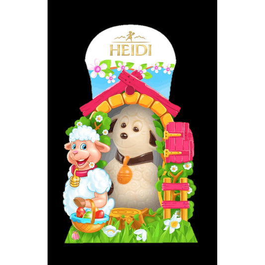 Heidi White Easter Lamb HEAT SENSITIVE ITEM. PLEASE ADD ITEM 122942 TO THE ORDER TO TRY TO PROTECT CHOCOLATES FROM HEAT DAMAGE. 75g