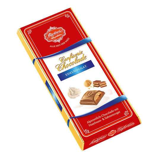Reber Constanze Milk Chocolate Bar HEAT SENSITIVE ITEM. PLEASE ADD ITEM 122942 TO THE ORDER TO TRY TO PROTECT CHOCOLATES FROM HEAT DAMAGE 100g