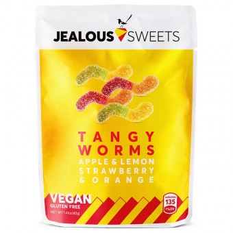 Jealous Sweets Tangy Worms Orange Apple Strawberry and Lemon Gluten Free 125g