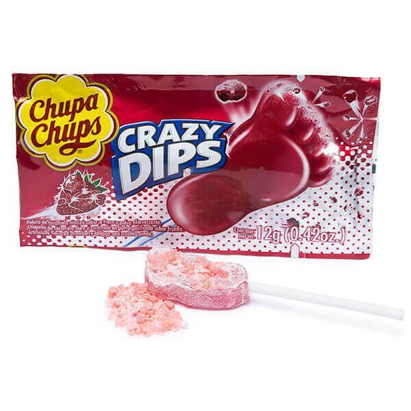 Chupa Chups Crazy Dip Strawberry Popping Candy Lollipop 14g