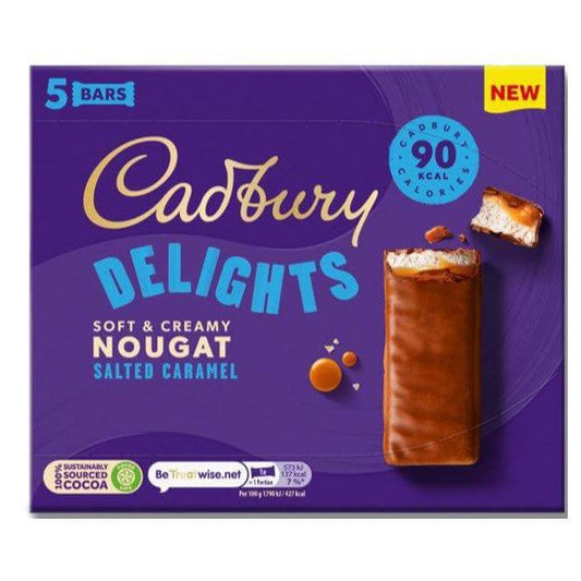 Cadbury Delight Salted Caramel 5pk HEAT SENSITIVE ITEM. PLEASE ADD ITEM 122942 TO THE ORDER TO TRY TO PROTECT CHOCOLATES FROM HEAT DAMAGE. 110g