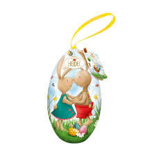 Heidel Easter Greetings Egg Tin with Hanger Milk Chocolate Pieces 91g
