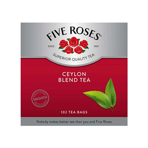 Five Roses Tagless Ceylon Tea Bags (Pack of 102 Bags) 250g