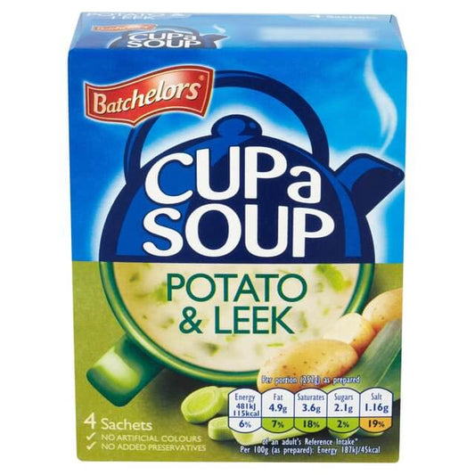 Batchelors Cup a Soup Potato and Leek Flavor 4pk 107g