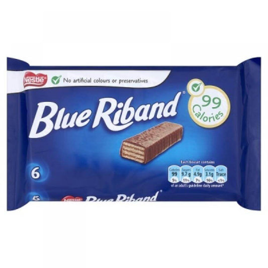 Nestle Blue Riband 6pk HEAT SENSITIVE ITEM. PLEASE ADD ITEM 122942 TO THE ORDER TO TRY TO PROTECT CHOCOLATES FROM HEAT DAMAGE 108g