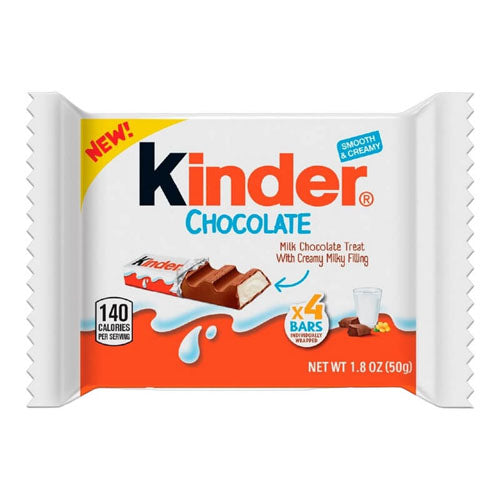 Kinder Chocolate 4pk HEAT SENSITIVE ITEM. PLEASE ADD ITEM 122942 TO THE ORDER TO TRY TO PROTECT CHOCOLATES FROM HEAT DAMAGE. 50g
