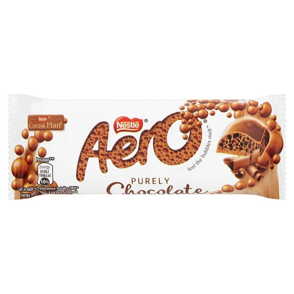 Nestle Aero Milk Chocolate Bar HEAT SENSITIVE ITEM. PLEASE ADD ITEM 122942 TO THE ORDER TO TRY TO PROTECT CHOCOLATES FROM HEAT DAMAGE. 36g
