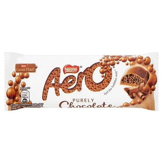 Nestle Aero Milk Chocolate Bar HEAT SENSITIVE ITEM. PLEASE ADD ITEM 122942 TO THE ORDER TO TRY TO PROTECT CHOCOLATES FROM HEAT DAMAGE. 36g
