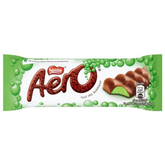 Nestle Aero Peppermint Bar  HEAT SENSITIVE ITEM. PLEASE ADD ITEM 122942 TO THE ORDER TO TRY TO PROTECT CHOCOLATES FROM HEAT DAMAGE. 36g