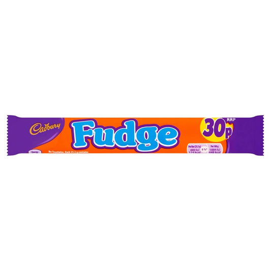 Cadbury Fudge Bar HEAT SENSITIVE ITEM. PLEASE ADD ITEM 122942 TO THE ORDER TO TRY TO PROTECT CHOCOLATES FROM HEAT DAMAGE 22g