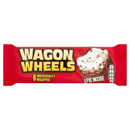 Burtons Wagon Wheels 6pk HEAT SENSITIVE ITEM. PLEASE ADD ITEM 122942 TO THE ORDER TO TRY TO PROTECT CHOCOLATES FROM HEAT DAMAGE. 220g