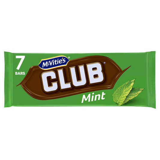 Jacobs (McVities) Club Bars Mint 7pk  HEAT SENSITIVE ITEM. PLEASE ADD ITEM 122942 TO THE ORDER TO TRY TO PROTECT CHOCOLATES FROM HEAT DAMAGE. 154g