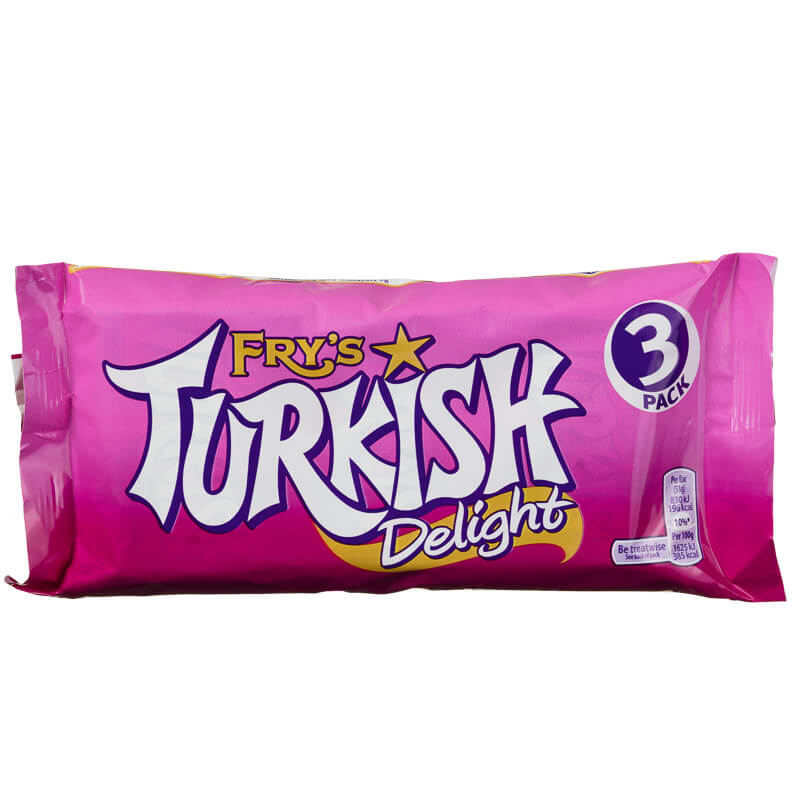 Frys Turkish Delight (Pack of Three)  HEAT SENSITIVE ITEM. PLEASE ADD ITEM 122942 TO THE ORDER TO TRY TO PROTECT CHOCOLATES FROM HEAT DAMAGE. 153g