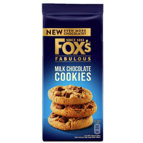 Foxs Chunkie Milk Chocolate Cookies  HEAT SENSITIVE ITEM. PLEASE ADD ITEM 122942 TO THE ORDER TO TRY TO PROTECT CHOCOLATES FROM HEAT DAMAGE. 180g