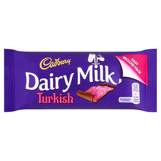 Cadbury Dairy Milk Turkish  HEAT SENSITIVE ITEM. PLEASE ADD ITEM 122942 TO THE ORDER TO TRY TO PROTECT CHOCOLATES FROM HEAT DAMAGE. 47g