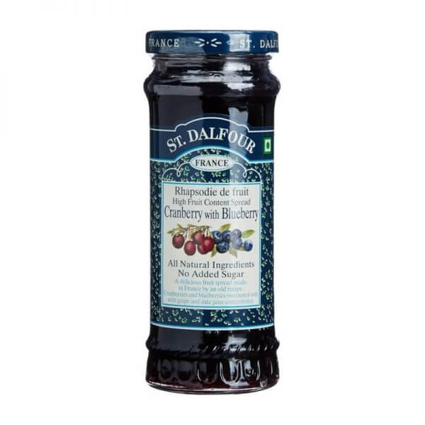 St Dalfour Cranberry with Blueberry Fruit Spread, An Old French Recipe 100% Fruit, No Cane Sugar. 284g