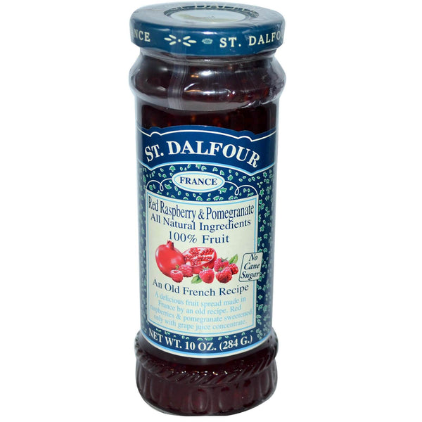 St Dalfour Red Raspberry with Pomegranate Fruit Spread, An Old French Recipe 100% Fruit, No Cane Sugar. 284g