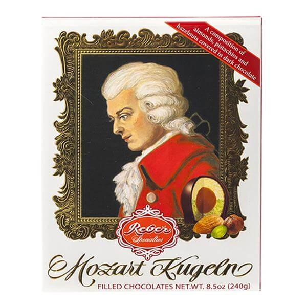 Reber Mozart Kugel Portrait Gift Box. HEAT SENSITIVE ITEM. PLEASE ADD ITEM 122942 TO THE ORDER TO TRY TO PROTECT CHOCOLATES FROM HEAT DAMAGE 120g