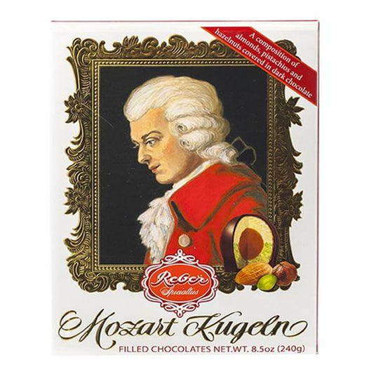 Reber Mozart Kugel Portrait Gift Box. HEAT SENSITIVE ITEM. PLEASE ADD ITEM 122942 TO THE ORDER TO TRY TO PROTECT CHOCOLATES FROM HEAT DAMAGE 120g