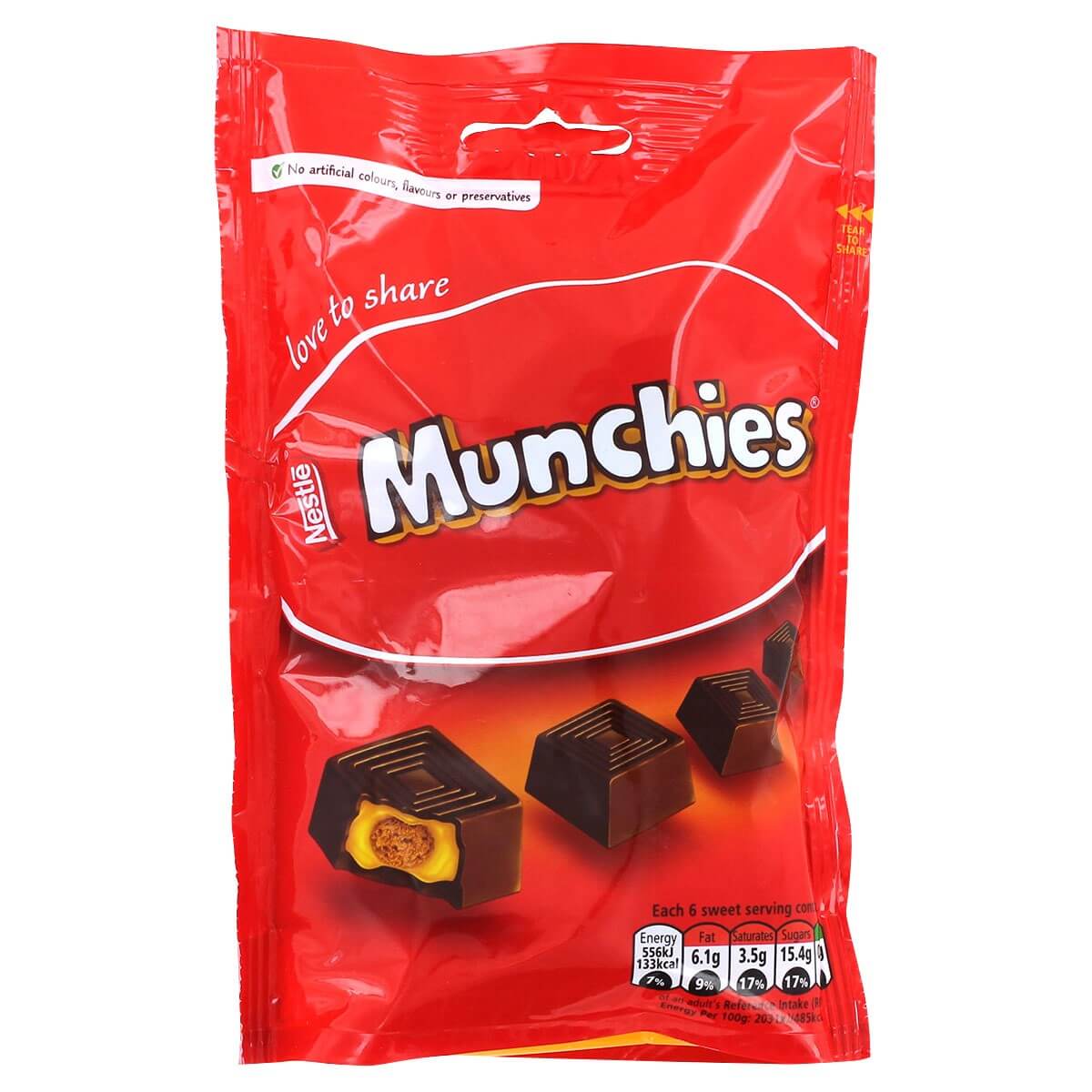Nestle Munchies Bag HEAT SENSITIVE ITEM. PLEASE ADD ITEM 122942 TO THE ORDER TO TRY TO PROTECT CHOCOLATES FROM HEAT DAMAGE 104g