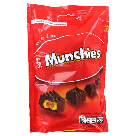 Nestle Munchies Bag HEAT SENSITIVE ITEM. PLEASE ADD ITEM 122942 TO THE ORDER TO TRY TO PROTECT CHOCOLATES FROM HEAT DAMAGE 104g