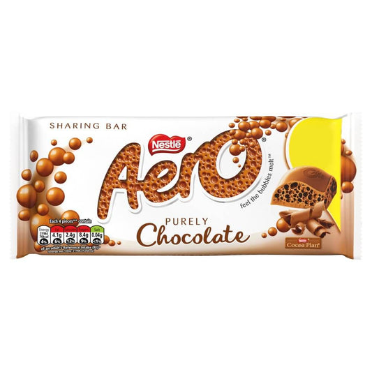Nestle Aero Milk Chocolate Large Bar  HEAT SENSITIVE ITEM. PLEASE ADD ITEM 122942 TO THE ORDER TO TRY TO PROTECT CHOCOLATES FROM HEAT DAMAGE. 90g