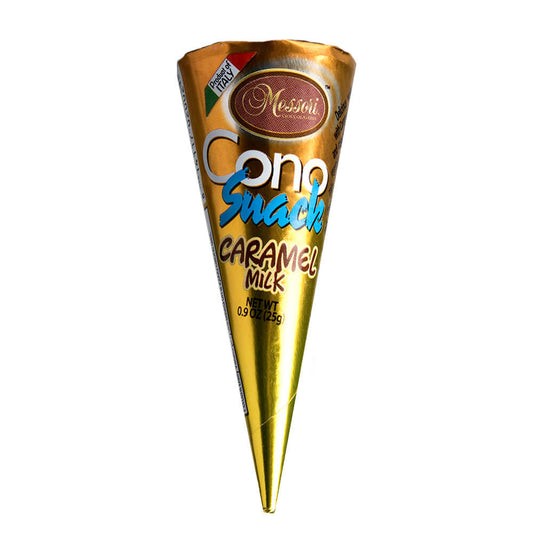 Messori Cono Snack Caramel Cream Cone  HEAT SENSITIVE ITEM. PLEASE ADD ITEM 122942 TO THE ORDER TO TRY TO PROTECT CHOCOLATES FROM HEAT DAMAGE. 25g