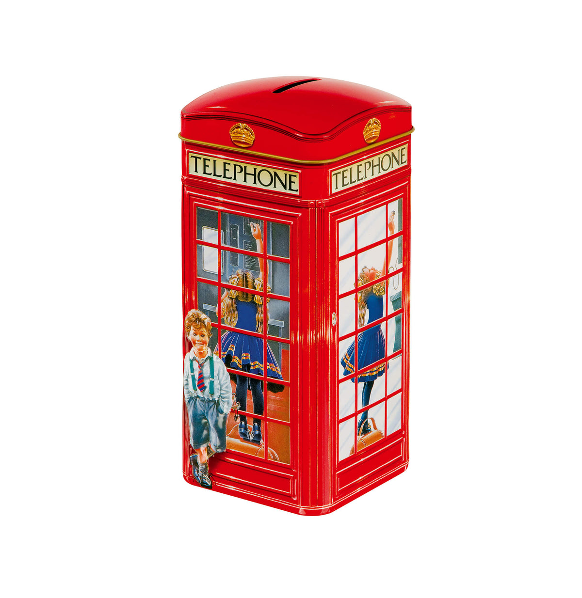 Churchills Telephone Kiosk Money Bank Tin with English Toffees 150g