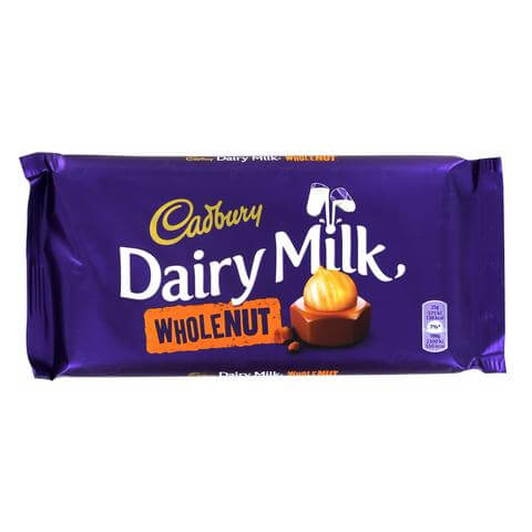 Cadbury Dairy Milk Wholenut HEAT SENSITIVE ITEM. PLEASE ADD ITEM 122942 TO THE ORDER TO TRY TO PROTECT CHOCOLATES FROM HEAT DAMAGE. 180g