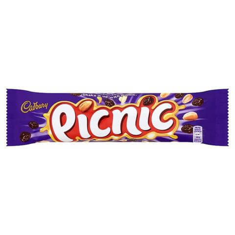 Cadbury Picnic Bar  HEAT SENSITIVE ITEM. PLEASE ADD ITEM 122942 TO THE ORDER TO TRY TO PROTECT CHOCOLATES FROM HEAT DAMAGE. 48.4g