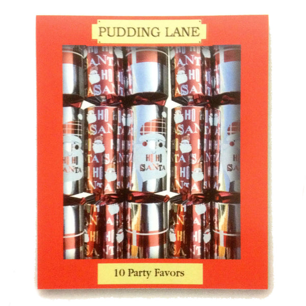 Pudding Lane Christmas Crackers Red and Silver With Santa Ho Ho Ho Design 100g