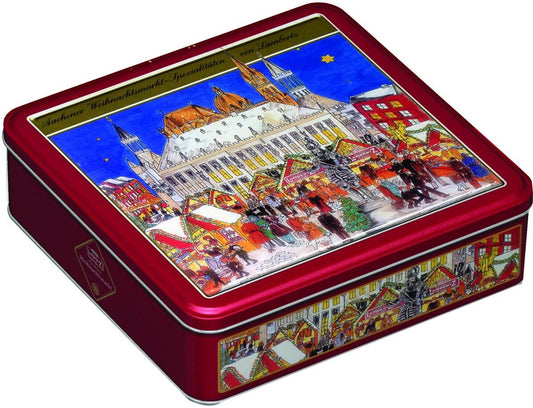 Lambertz Aachener Weihnachtsmarkt Cookie Tin  HEAT SENSITIVE ITEM. PLEASE ADD ITEM 122942 TO THE ORDER TO TRY TO PROTECT CHOCOLATES FROM HEAT DAMAGE. 500g