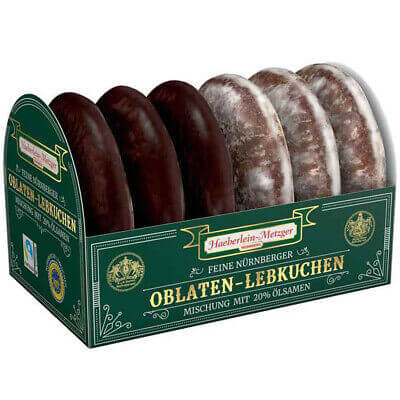 Haeberlein Metzger Feine Weiche Oblaten Lebkuchen Mixed Glaze and Dark Chocolate 200g