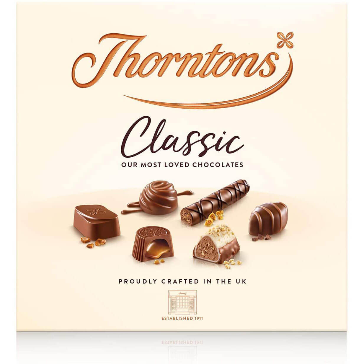 Thorntons Chocolate Classic Milk Dark White Collection  HEAT SENSITIVE ITEM. PLEASE ADD ITEM 122942 TO THE ORDER TO TRY TO PROTECT CHOCOLATES FROM HEAT DAMAGE. 262g