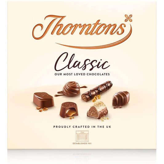 Thorntons Chocolate Classic Milk Dark White Collection  HEAT SENSITIVE ITEM. PLEASE ADD ITEM 122942 TO THE ORDER TO TRY TO PROTECT CHOCOLATES FROM HEAT DAMAGE. 262g