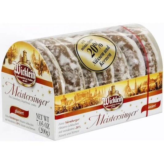 Wicklein Original Nuernberger Oblaten Lebkuchen Glazed 14% Nuts and Kernels Sugar Glazed 200g