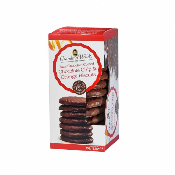 Grandma Wilds Biscuits - Chocolate Chip Orange Biscuits Covered In Milk Chocoalte 150g