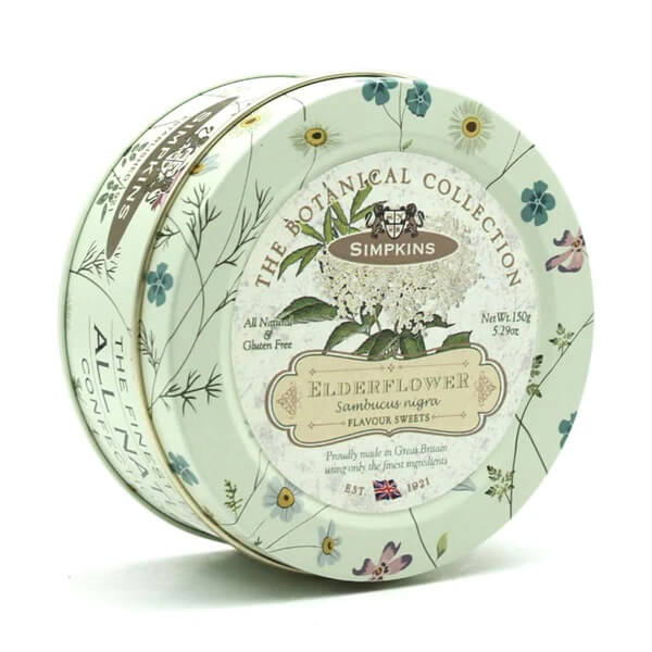 Simpkins Botanicals Elderflower Flavor Sweets Tin 150g