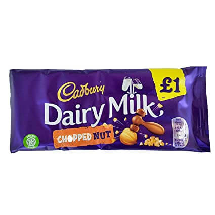 Cadbury Dairy Milk Bar Chopped Hazelnuts (HEAT SENSITIVE ITEM - PLEASE ADD A THERMAL BOX TO YOUR ORDER TO PROTECT YOUR ITEMS 95g