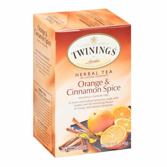 Twinings of London Tea Orange and Cinnamon Spice Tea Naturally Caffeine Free (20 Tea Bags) 40g