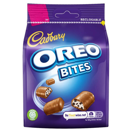 Cadbury Oreo Bites HEAT SENSITIVE ITEM. PLEASE ADD ITEM 122942 TO THE ORDER TO TRY TO PROTECT CHOCOLATES FROM HEAT DAMAGE. 100g