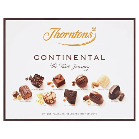 Thorntons Continental Chocolates  HEAT SENSITIVE ITEM. PLEASE ADD ITEM 122942 TO THE ORDER TO TRY TO PROTECT CHOCOLATES FROM HEAT DAMAGE. 264g